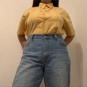 Mossimo Yellow Plaid Button Down Top